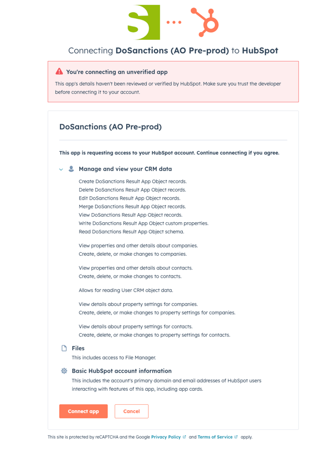 1.2 Install - confirm permissions to connect app