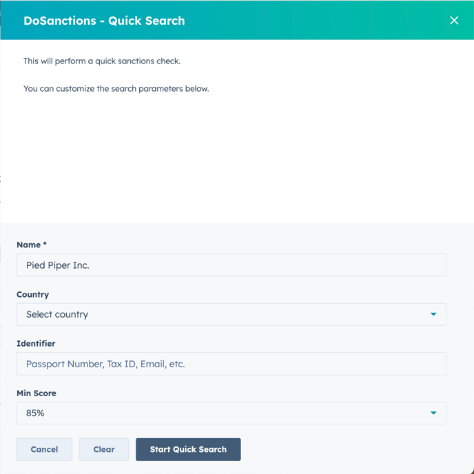 Quick Search -  side panel