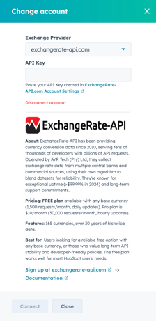 DoCurrencies Connect exchangerate-api.com