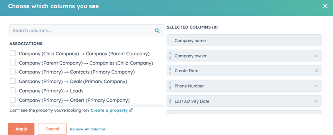 Company view in HubSpot