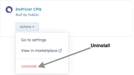 Uninstall DoPricer CPQ from your HubSpot account