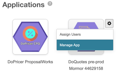 Manage App via the system icon