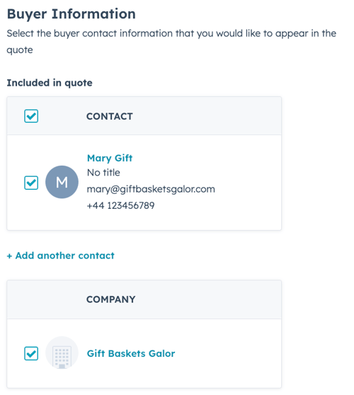 Buyer Contact and Company are checked