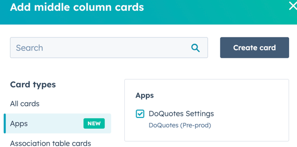 Search for DoQuotes to enable the card in your view