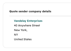 Quote sender company details settings section