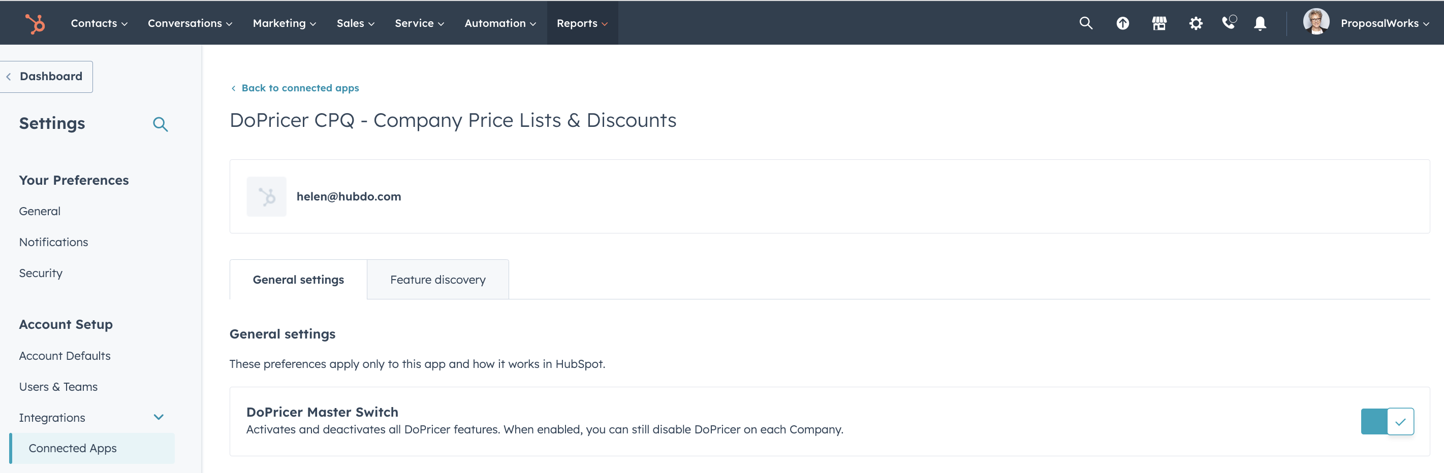 Master Switch for DoPirier on HubSpot