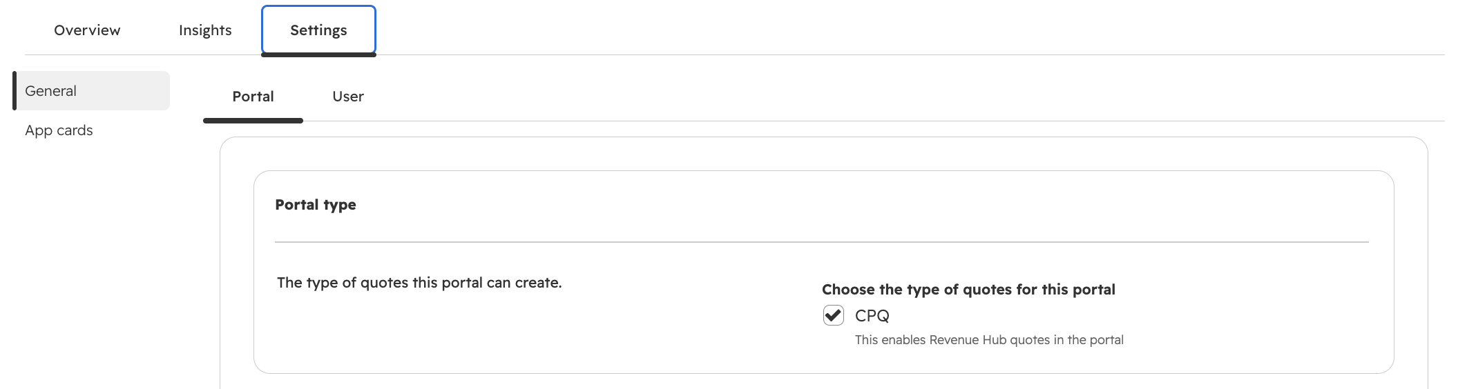 DoQuotes settings, portal-wide section